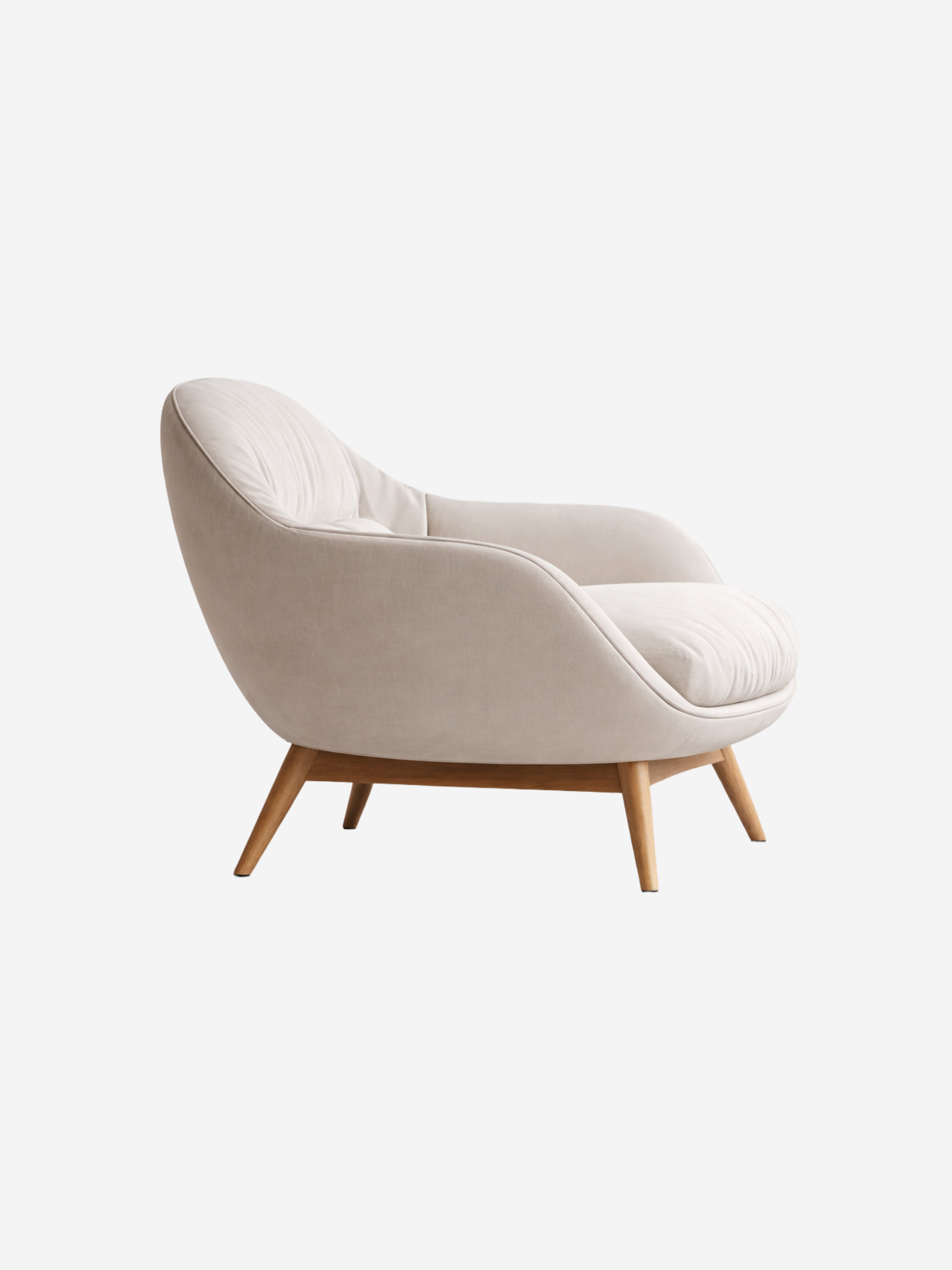 Curved ivory lounge chair